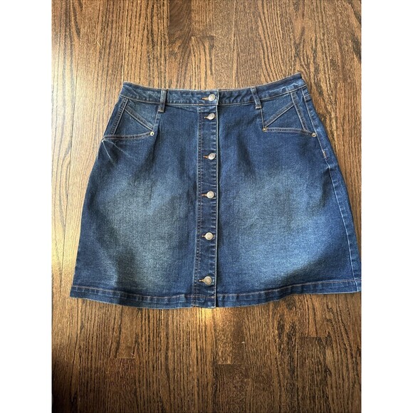 Frye Denim Jean Skirt Culver Wash Button Down Size 16 Light Wash Western Cowgirl - Picture 1 of 9